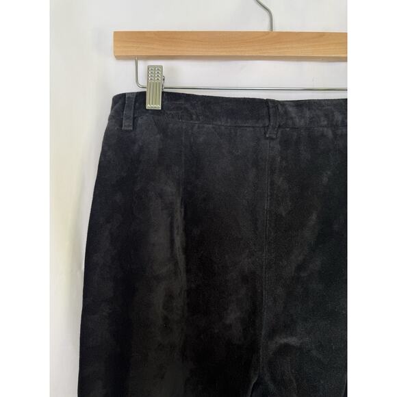 Nine West 100% Suede Leather Pants Size 10 Vintage Black High Waist Straight - Picture 6 of 9